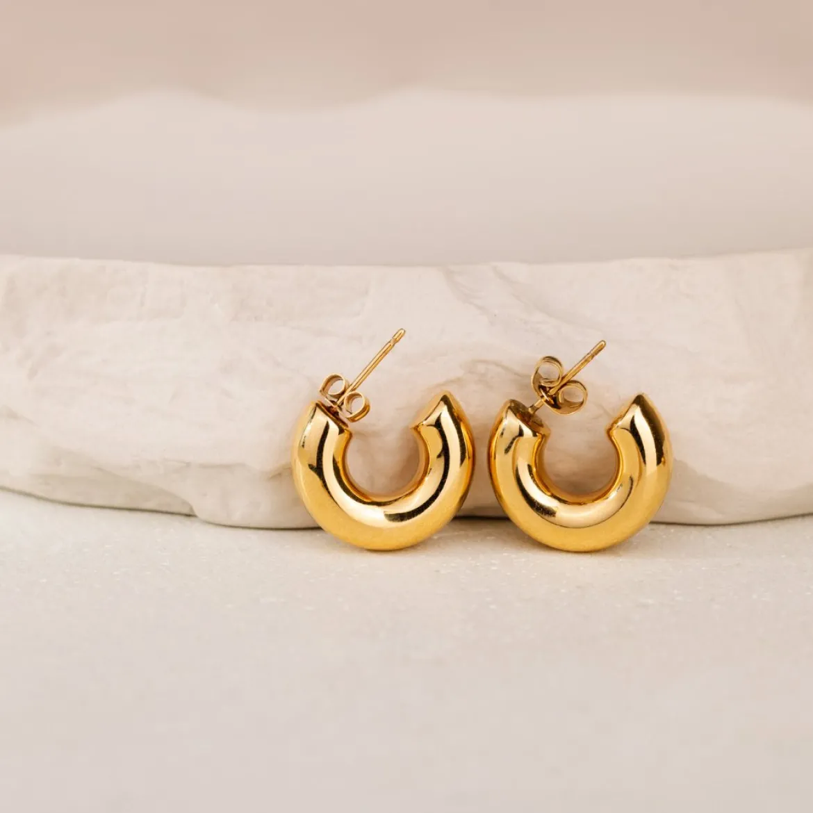 Bulky Hoop Studs Gold