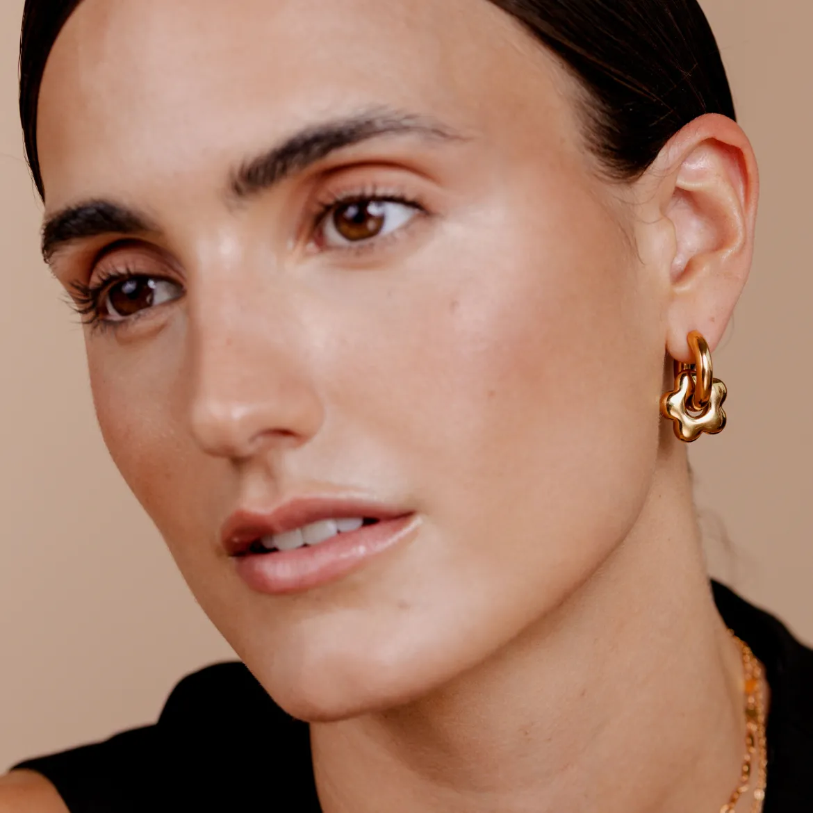 Chunky Bubble Flower Hoop Set Medium Roségold