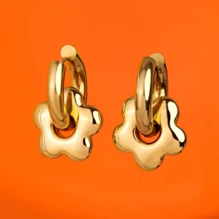 Chunky Bubble Flower Hoop Set Medium Roségold