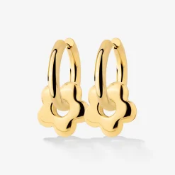 Chunky Bubble Flower Hoop Set Medium Gold