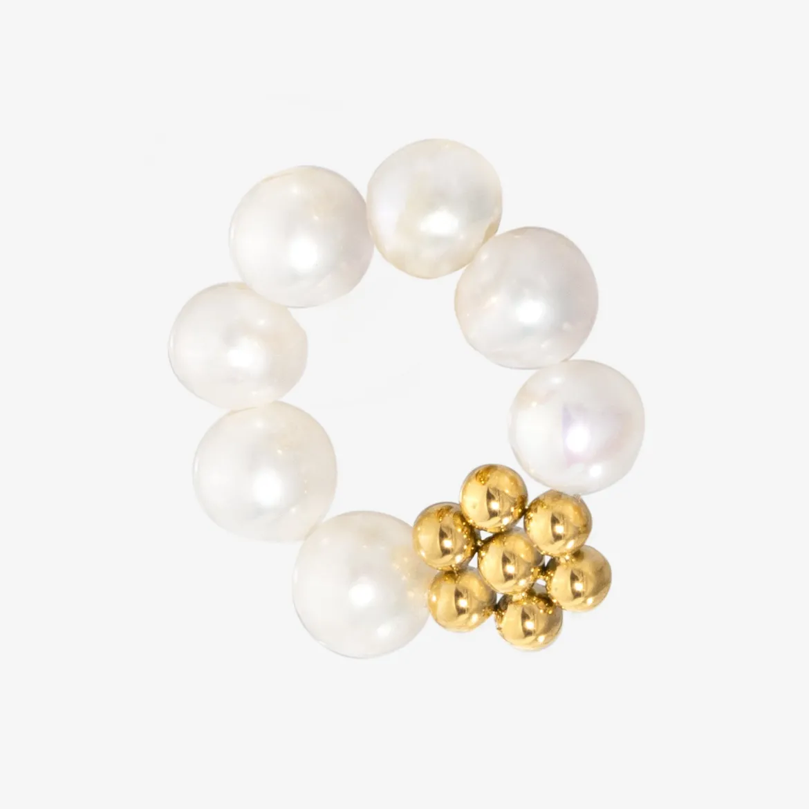 Chunky Flora Pearl Hoop Set Medium Gold