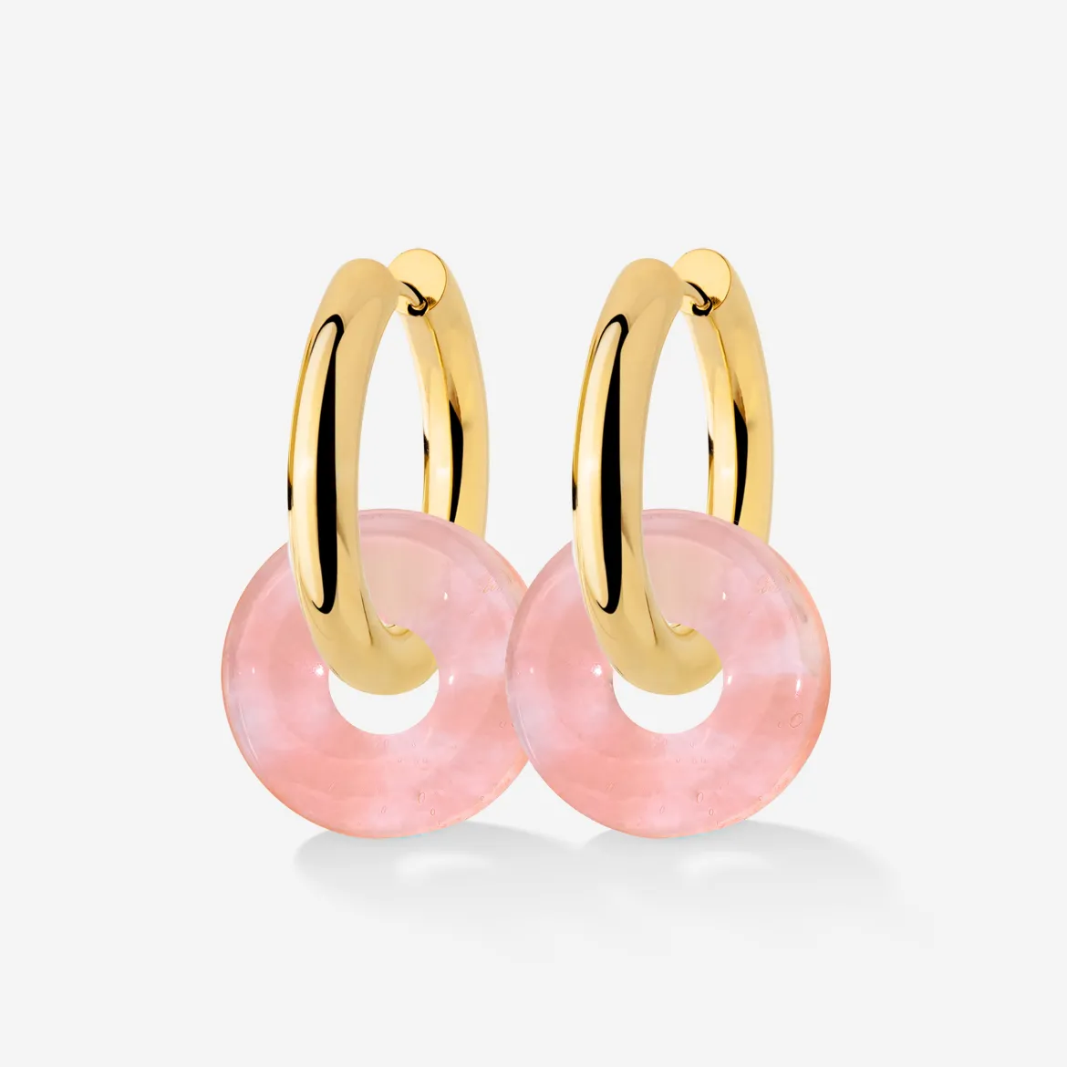 Chunky Peachy Donut Hoop Set Medium Gold