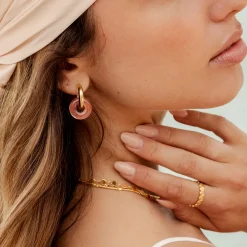 Chunky Peachy Donut Hoop Set Medium Gold
