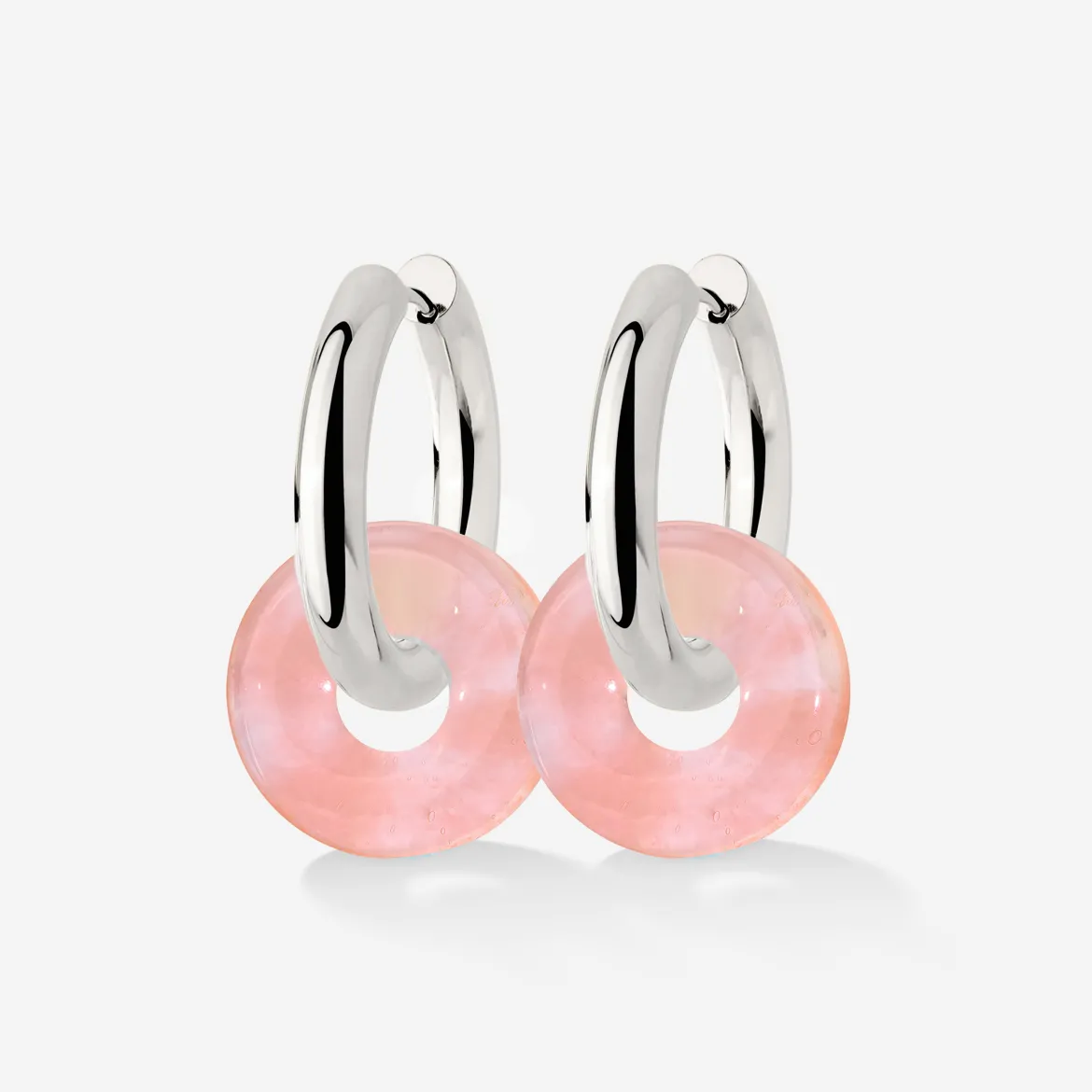 Chunky Peachy Donut Hoop Set Medium Silber
