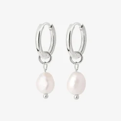 Chunky Pearl Hoop Set Small Silber