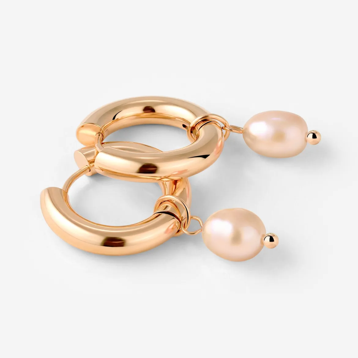 Chunky Perla Rosa Hoop Set Medium Roségold