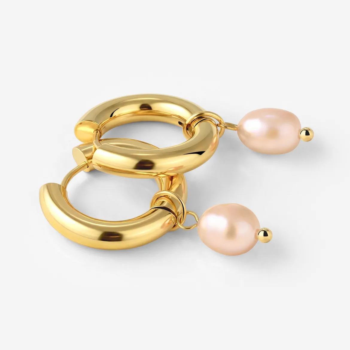 Chunky Perla Rosa Hoop Set Medium Gold
