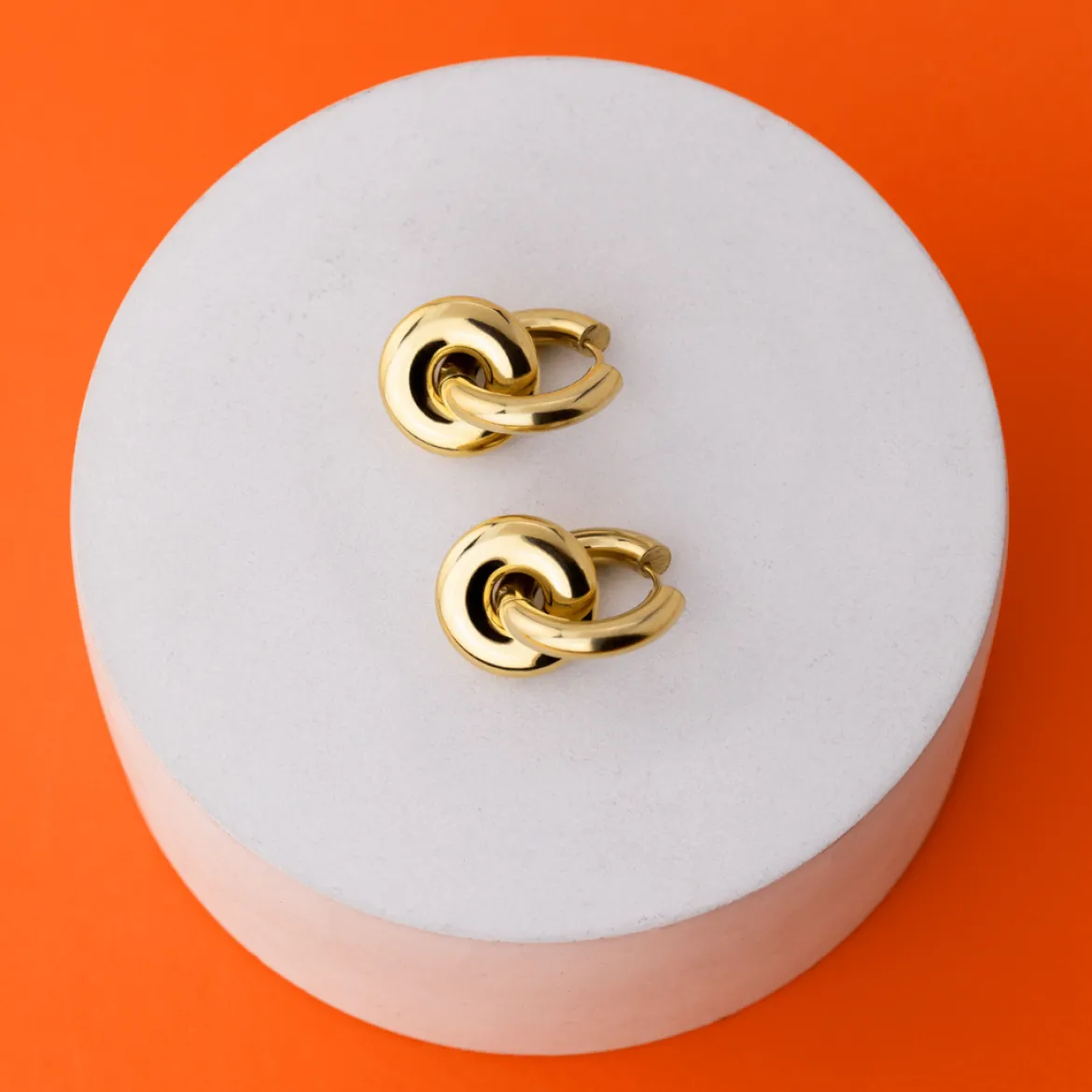 Chunky Sleek Donut Hoop Set Medium Gold