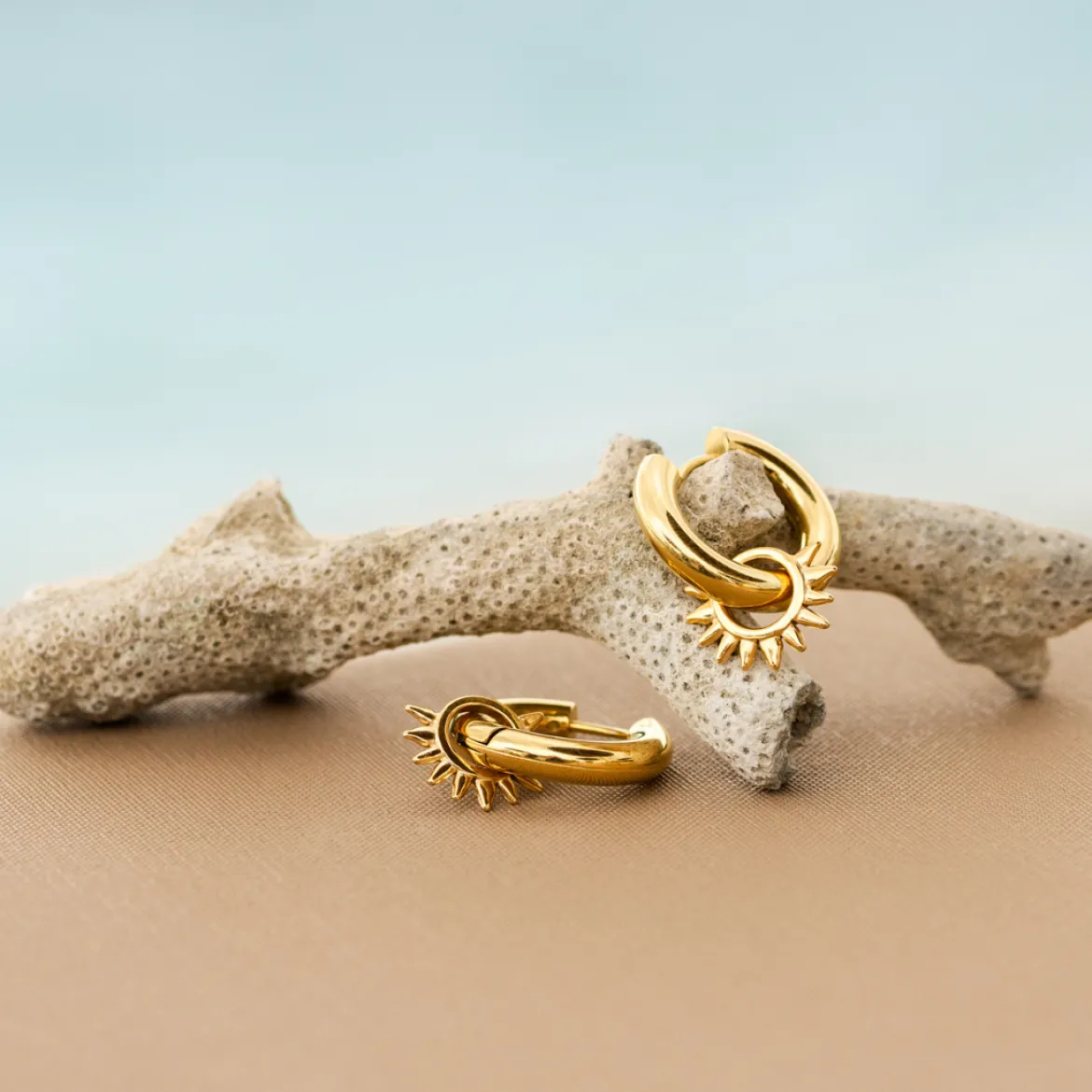 Chunky Sun Lover Hoop Set Medium Gold