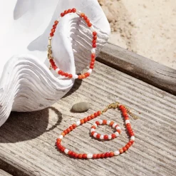 Coral Color Anklet Roségold