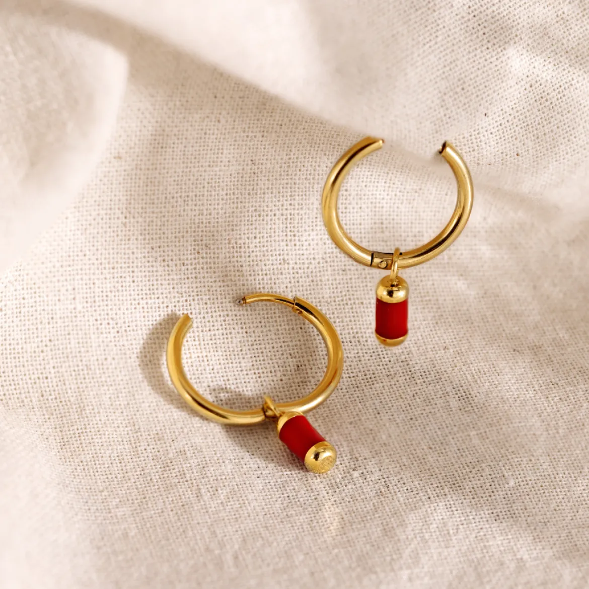 Coral Color Hoop Set Medium Roségold
