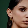 Crinkled Hoop Studs Gold