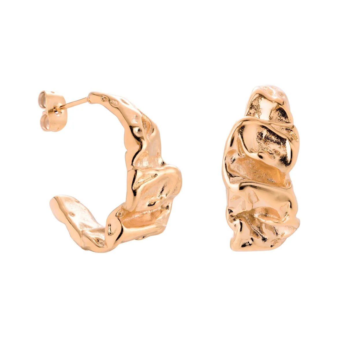 Crinkled Hoop Studs Roségold