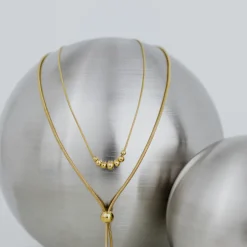 Curvy Beads Choker Gold