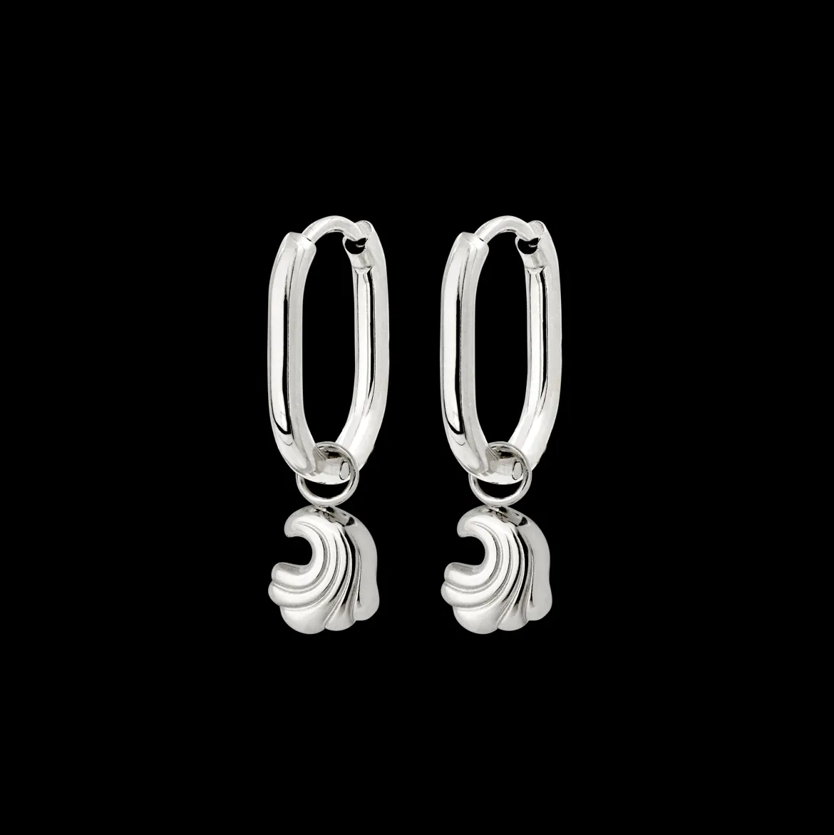 Curvy Wave Oval Hoop Set Baby Silber