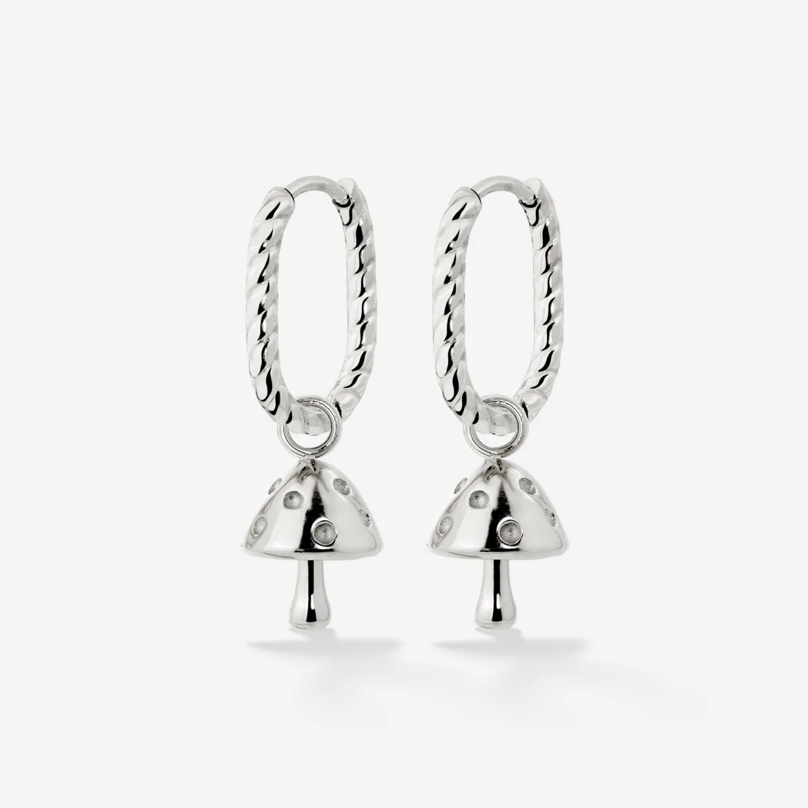 Cute Mushroom Twisted Oval Hoop Set Baby Silber