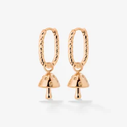 Cute Mushroom Twisted Oval Hoop Set Baby Roségold