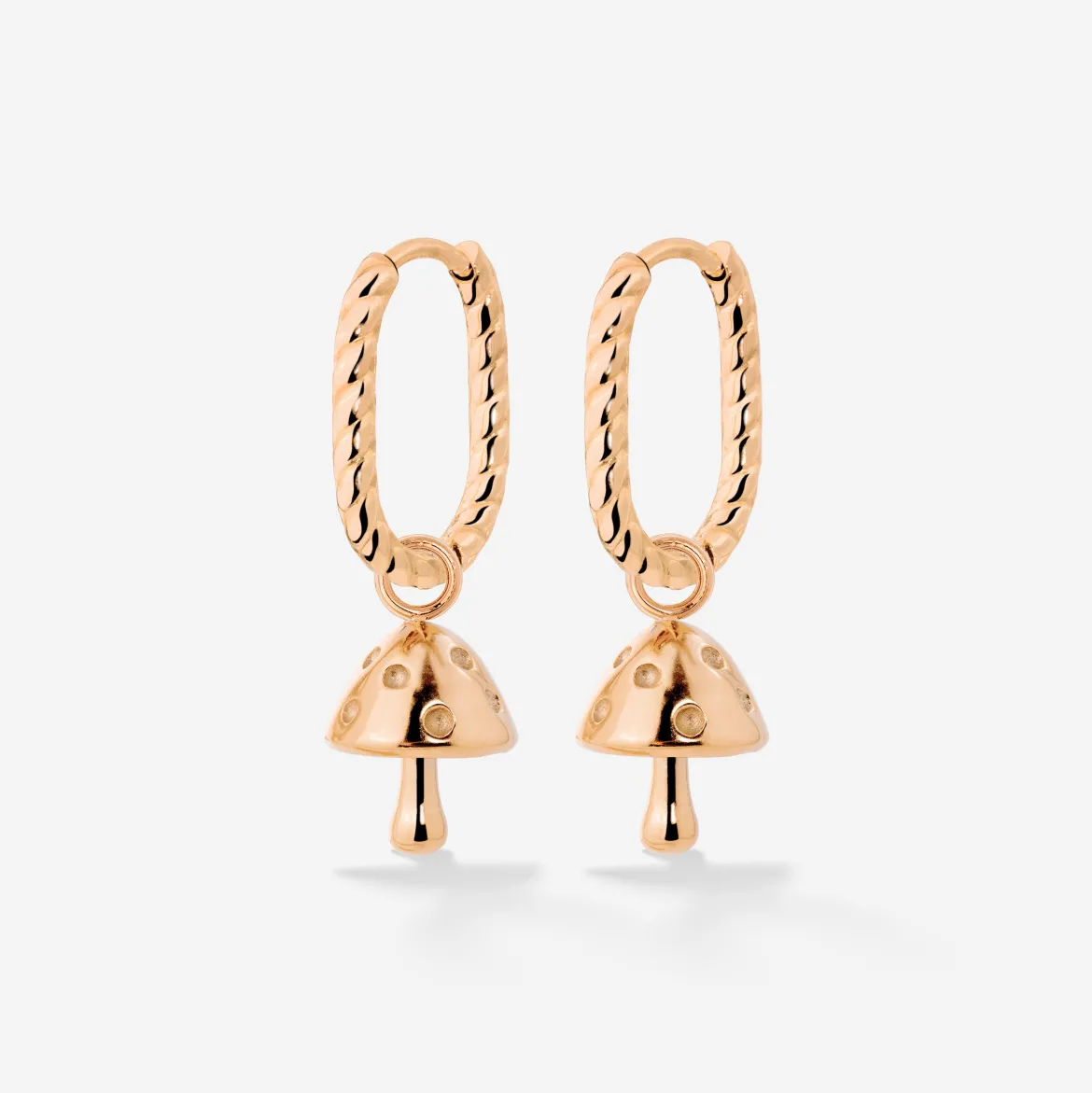 Cute Mushroom Twisted Oval Hoop Set Baby Roségold