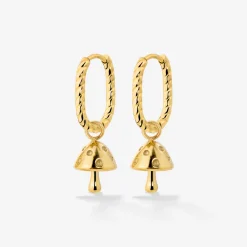 Cute Mushroom Twisted Oval Hoop Set Baby Gold
