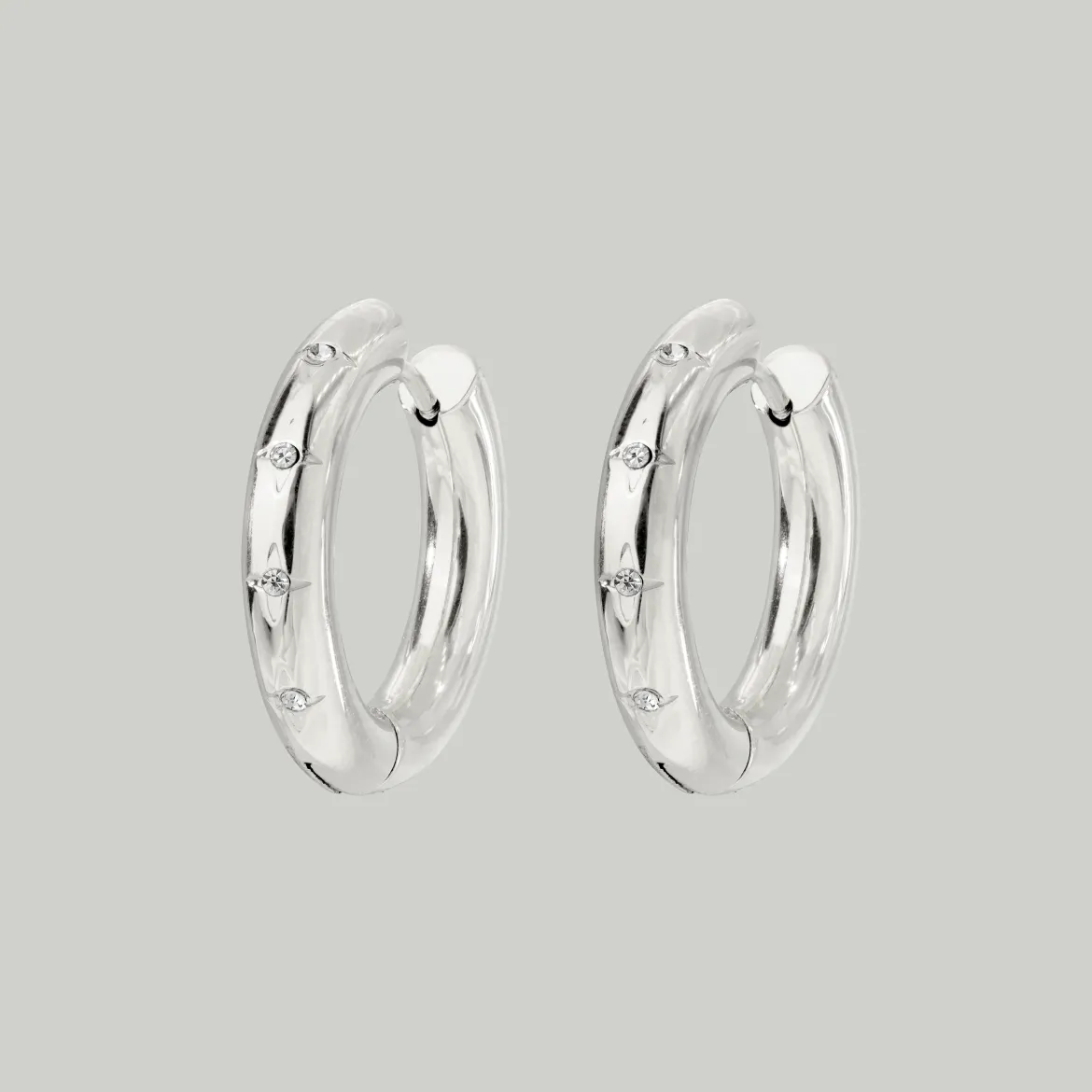 Cute Stargaze Hoops Medium Silber