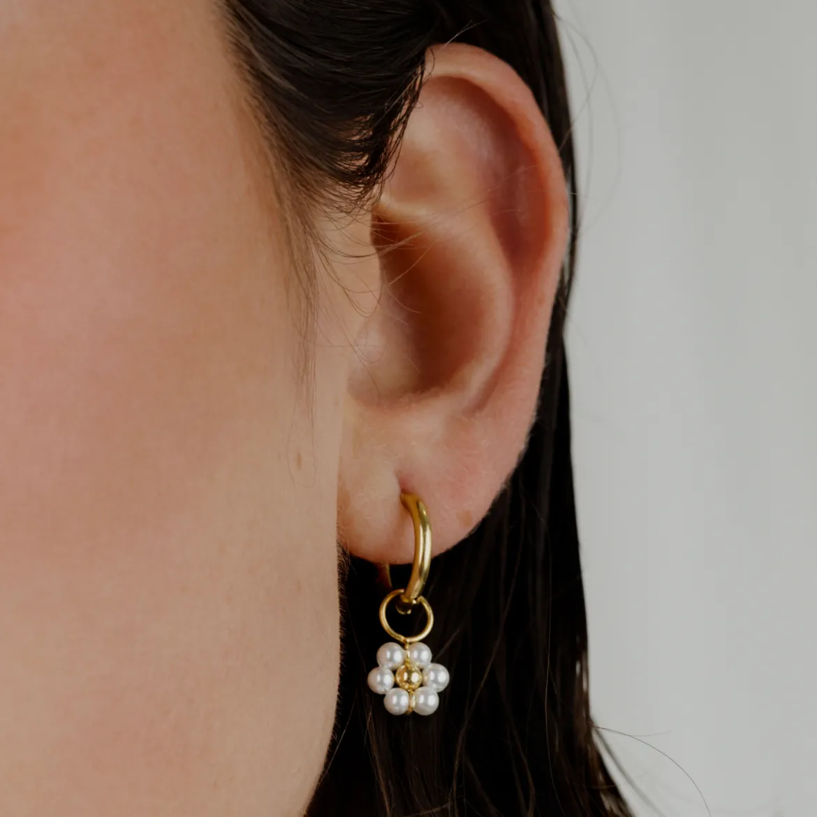 Daisy Hoop Set Small Gold