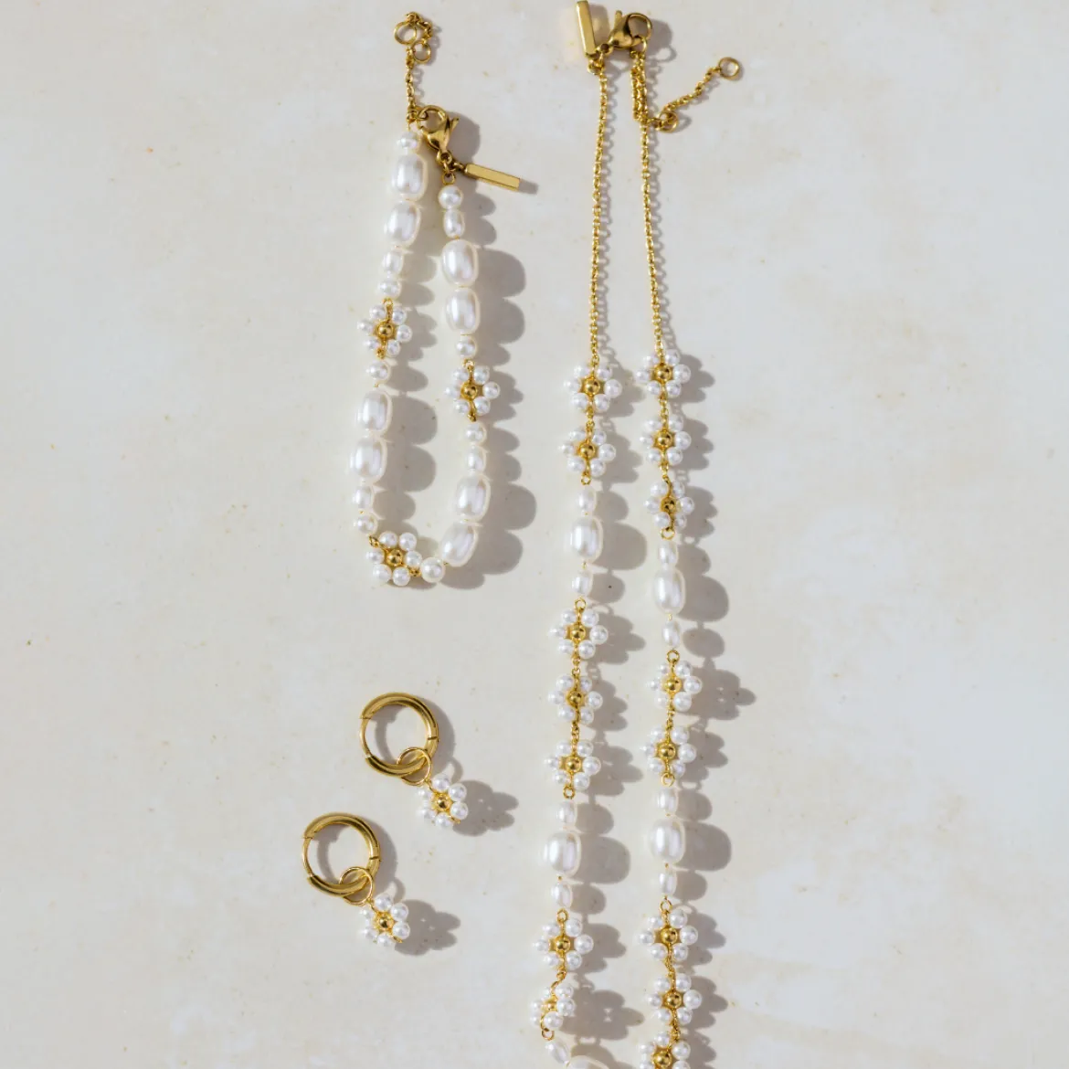 Daisy Hoop Set Small Gold
