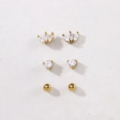 Delicate Bead Studs Gold
