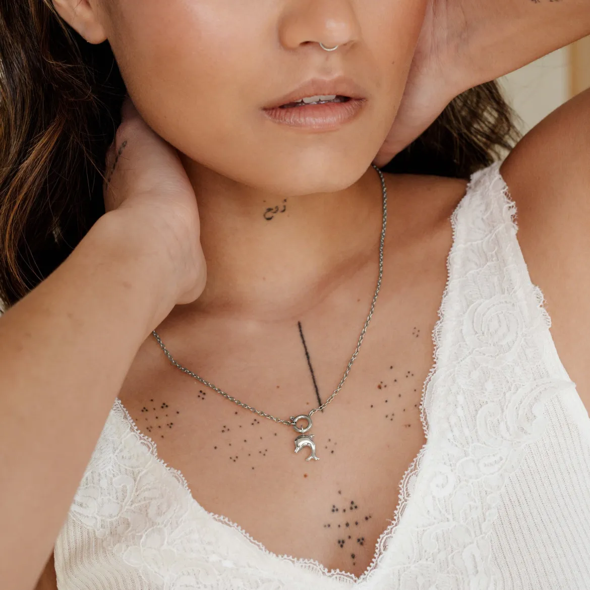 Dolphin Classic Chain Necklace Set Silber