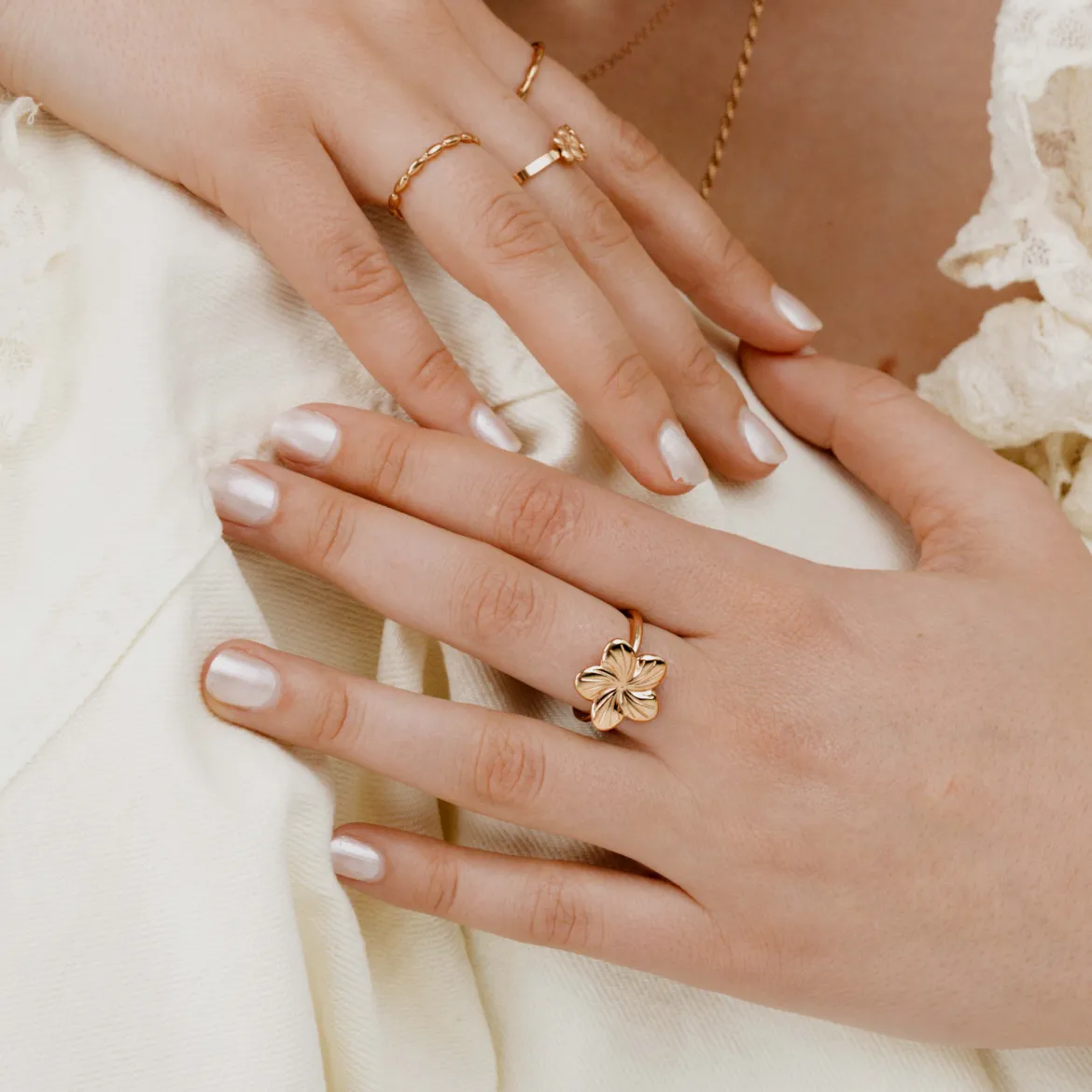 Floral Glow Ring Roségold