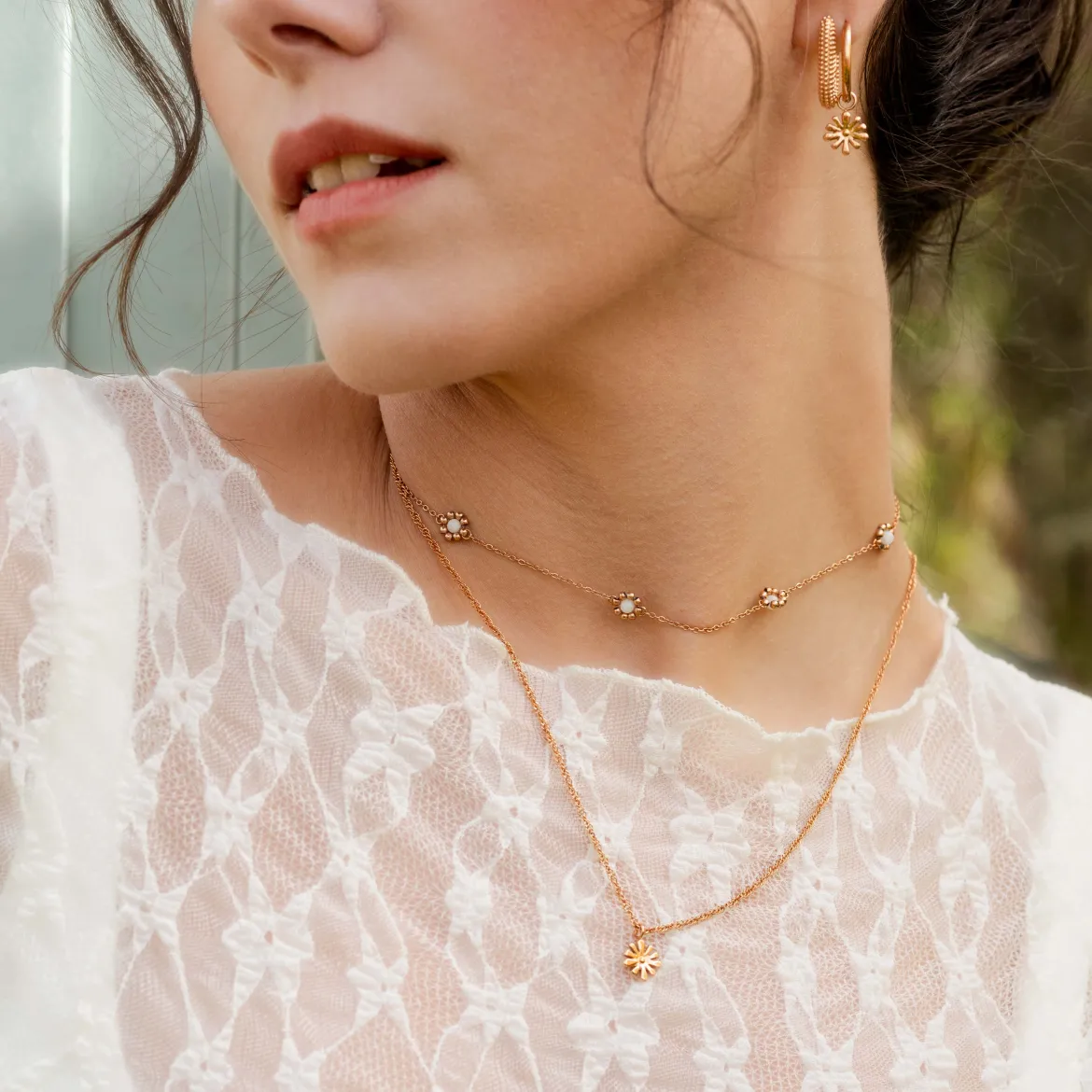 Flower 'n' Beads Necklace Roségold