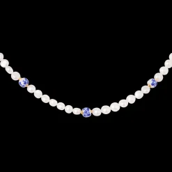Flower Tile Pearl Necklace Roségold