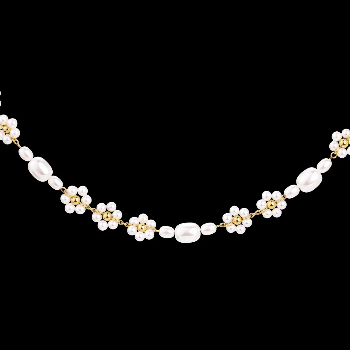 Flowery Pearls Choker Gold