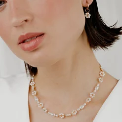 Flowery Pearls Choker Roségold