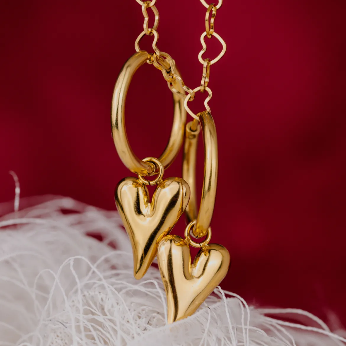 Flowy Heart Hoop Set Medium Roségold