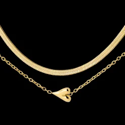 Flowy Heart Necklace Bundle Gold