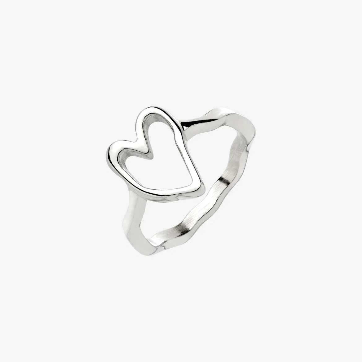 Flowy Heart Ring Silber