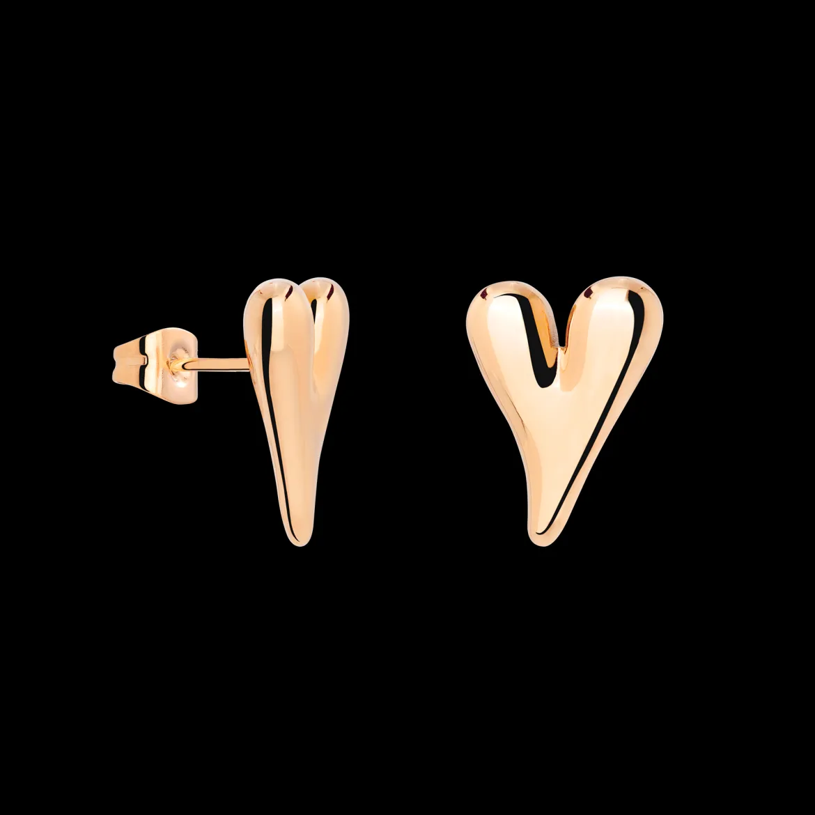 Flowy Heart Studs Small Roségold