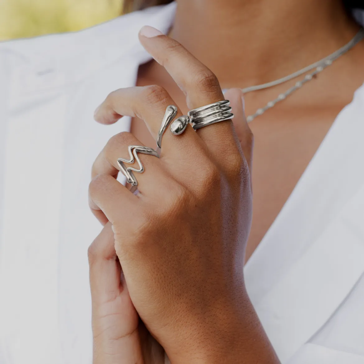Fluid Motion Ring Silber