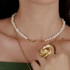 Fluidity Pearl Necklace Gold
