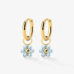 Forever Blue Daisy Hoop Set Small Gold