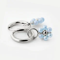 Forever Blue Daisy Hoop Set Small Silber