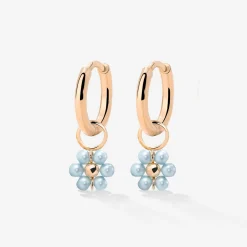 Forever Blue Daisy Hoop Set Small Roségold