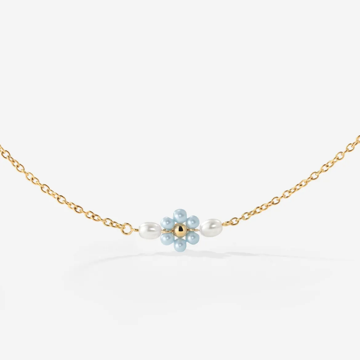 Forever Blue Daisy Necklace Gold