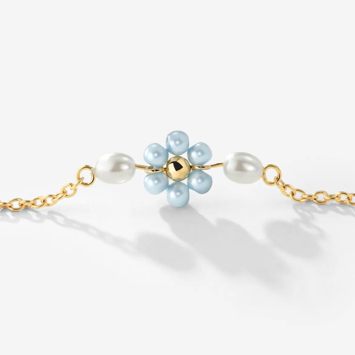 Forever Blue Daisy Necklace Gold