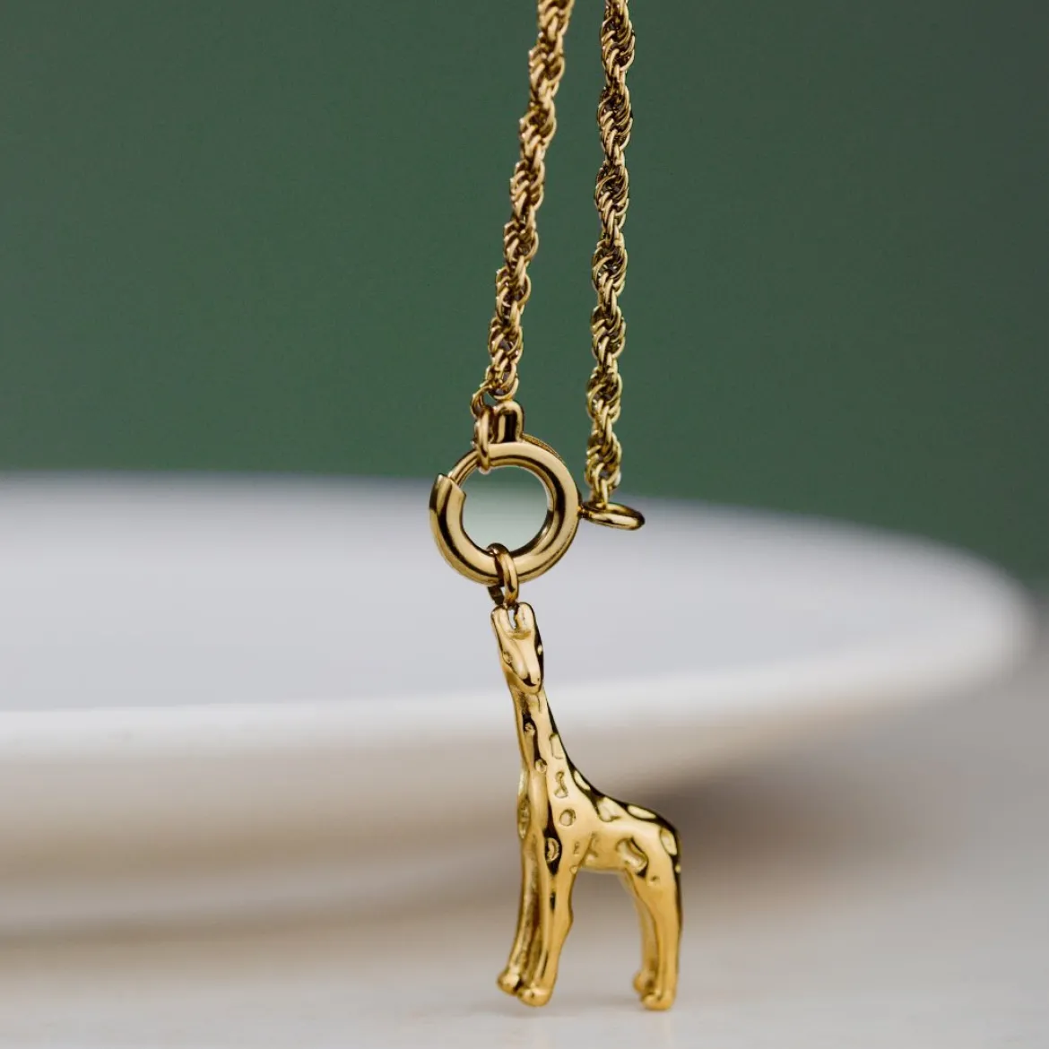 Giraffe Rope Chain Necklace Set Silber