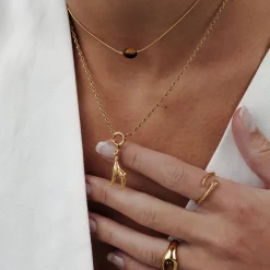 Giraffe Rope Chain Necklace Set Gold