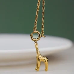 Giraffe Rope Chain Necklace Set Gold