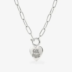 Girl Power Oval Links Necklace Set Silber