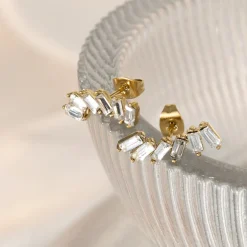 Glam Earclimber Studs Gold