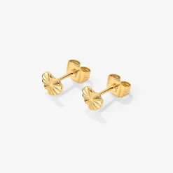 Glass Heart Studs Gold